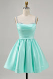 Fuchsia Satin A Line Kort Homecoming Klänning med Beading