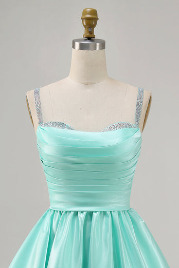 Fuchsia Satin A Line Kort Homecoming Klänning med Beading