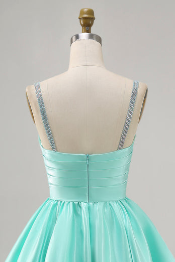 Fuchsia Satin A Line Kort Homecoming Klänning med Beading