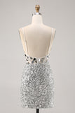 Korsett Silver V-hals Bodycon Spegel Homecoming Klänning