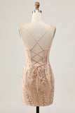 Glittrande Champagne Paljetter Bodycon Homecoming Klänning med Beading