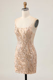 Glittrande Champagne Paljetter Bodycon Homecoming Klänning med Beading