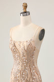 Glittrande Champagne Paljetter Bodycon Homecoming Klänning med Beading