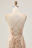 Glittrande Champagne Paljetter Bodycon Homecoming Klänning med Beading