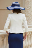 Marinblå Slida 2 Piece Stretch Satin Bröllop Gäst Klänning