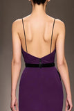 Mörklila Satin Spaghetti Straps Lång Aftonklänning
