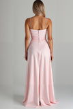 Volang High-Low Spaghetti Straps Ljusrosa Chiffong Aftonklänning