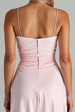 Volang High-Low Spaghetti Straps Ljusrosa Chiffong Aftonklänning