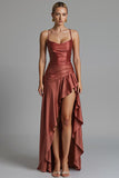 Cabernet Sheath High Low Spaghetti Straps Aftonklänning med volanger