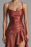 Cabernet Sheath High Low Spaghetti Straps Aftonklänning med volanger