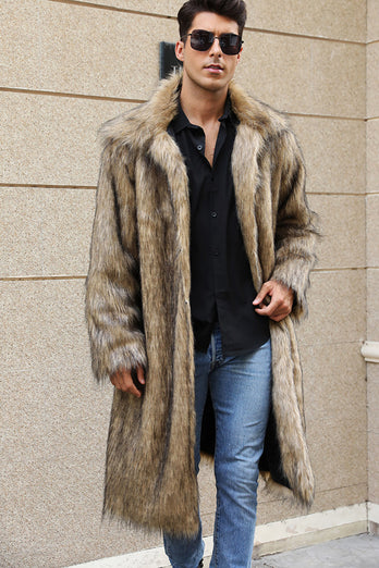 Vit Grå Lång Front Öppen Pikékrage Päls Coat