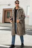 Vit Grå Lång Front Öppen Pikékrage Päls Coat