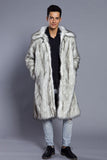 Vit Grå Lång Front Öppen Pikékrage Päls Coat