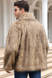 Svart Fluffig Fuskpäls Vinter Mäns Kappa