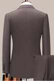 Coffee Notched Lapel Enkelknäppt Slim Fit Kostym