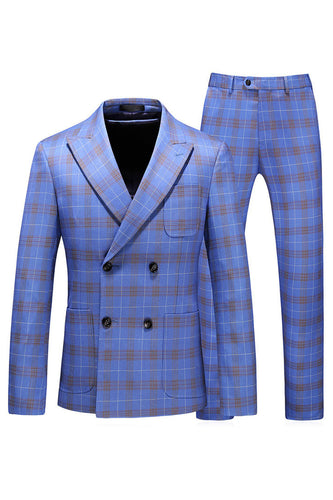 Blå Plaid Peak Kavajslag 2 stycken Baldräkter