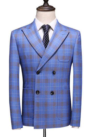 Blå Plaid Peak Kavajslag 2 stycken Baldräkter