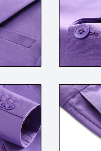 Mäns Violett enkelknäppt Notched Kavajslag 3 stycken Baldräkter