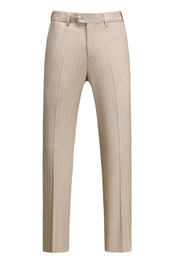 Khaki Randig 3 stycken Notched Lapel Mäns Formella Kostymer
