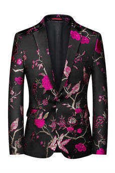 Notched Lapel Enkelknäppt Jacquard 2 Piece Lila Prom Kostymer för män