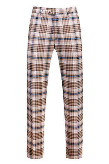 Vintage Peak Kavajslag Slim Fit 2 Delar Svart Blå Rutnät Kostymer för män