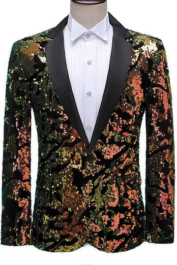 Glittrande mäns Blå Lila Notched Lapel Prom Kavaj med Paljetter