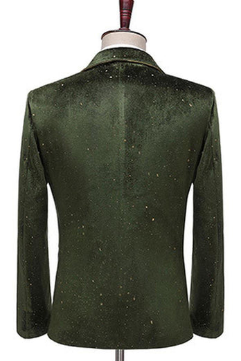 Glitter Grön Skårad Kavajslag 2 Delad Baldräkt för män