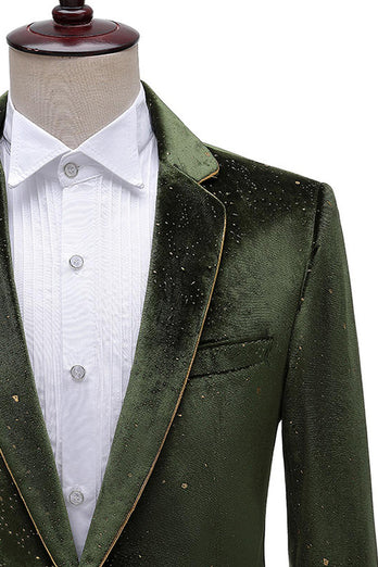 Glitter Grön Skårad Kavajslag 2 Delad Baldräkt för män