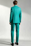 Mäns Peak Lapel One Button Turquoise Prom Suits