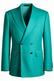 Mäns Peak Lapel One Button Turquoise Prom Suits