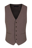 Taupe 3-delad Slim Fit Notched Lapel One Button Mäns Formella kostymer
