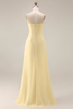 Lemon Sorbet A Line Chiffon Convertible Long Brideshire Tärnklänning med slits