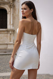 Sweetheart White Bodycon Mini Brudklänning