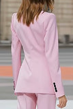 Rosa tvådelade Peak Lapel dubbelknäppta damkostymer