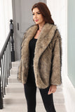 Kaffe Faux Fur Shawl Lapel Damjacka med bälte