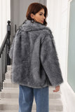 Kaffe Faux Fur Shawl Lapel Damjacka med bälte