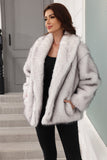 Kaffe Faux Fur Shawl Lapel Damjacka med bälte
