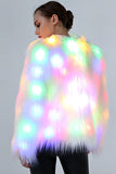 White Rainbow Shiny Glow Faux Fur Women Party Coat