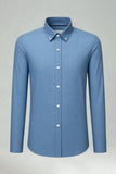 Blågrå slim fit långärmad Enfärgad herrkostym Skjorta