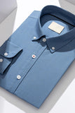 Blågrå slim fit långärmad Enfärgad herrkostym Skjorta