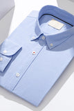 Blågrå slim fit långärmad Enfärgad herrkostym Skjorta