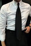 Vit enfärgad långärmad Slim Fit herrskjorta