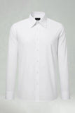 Vit enfärgad långärmad Slim Fit herrskjorta