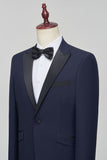 Navy Peak Lapel Slim Fit tvådelade herrkostymer