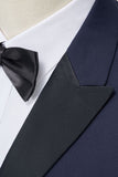 Navy Peak Lapel Slim Fit tvådelade herrkostymer