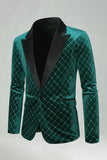 Green Velvet Check Peak Lapel Herrbalkavaj