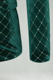 Green Velvet Check Peak Lapel Herrbalkavaj