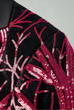 Mörkröda paljettnotched lapel 2-delade herrbalkostymer