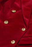 Mörkröda tvådelade dubbelknäppta sammetstopp med kavajslag damkostymer