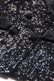 Glittrande svart paljett, dubbelknäppt toppslaget damkavaj